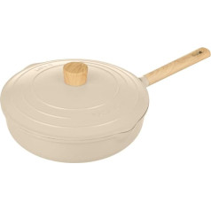 KASANOVA Wok mit Deckel verschiedene Farben Pot Art, hohe Induktions-Pfanne, kratzfester Wok, abriebfest, Induktionswok und andere Herdarten, spülmaschinenfest (Elfenbein, 28 cm)