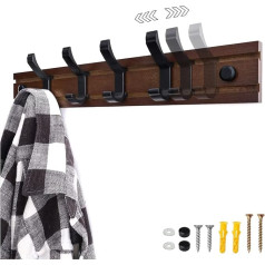 WJUAN 40 cm Vintage mēteļu āķis ar 4 pārvietojamiem alumīnija āķiem, sabiezēts alpīniskais bambuss, maksimālā slodze 14 kg, Vintage Brown Coat Hook Wall