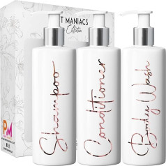 Print Maniacs White Mrs Hinch Inspired Personalised 500ml Pump Bottles Bathroom Lotion Kitchen Set Shampoo Conditioner (3 Set, F2) (Rose Gold)