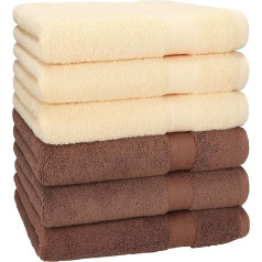 Betz Pack of 6 Premium Hand Towels 100% Cotton Size 50 cm x 100 cm Beige / Nut