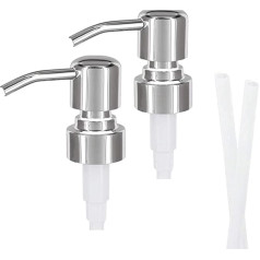 2 Pack Screw On Pump Dispenser Pump Heads Replacement for 304 Stainless Steel Soap Dispenser Lid 1