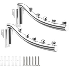 2 iepakojuma 180° rotējoši nerūsējošā tērauda apģērbu āķi Salokāmi sienas 5 āķi Sienas sienas ventilators Metāla drēbju skapja āķis Swing Arm Holder Sienas drēbju statīvs Drēbju pakaramie apģērbu āķi Veļas veļas istabas pakaram