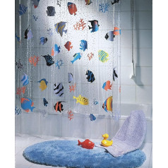 Spirella Anti-Schimmel Duschvorhang Fish Multicolor Anti-Bakteriell, waschbar, wasserdicht Vinyl 180x200cm