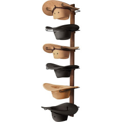 TIPSYTREE Cap Holder, Cap Holder Door Hat Racks, 6 Pieces Hat Rack for Cowboy Hats with Wooden Board, Metal Cowboy Hat Holder Cap Stand Wall Hat Holder Set with Hook Cap Holder for Hat Collection Room