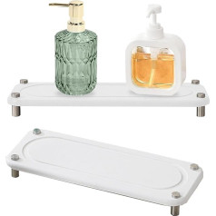 GAESHOW Pack of 2 Instant Dry Sink Sink Rack, Diatom Mud Drainage Pad, sūkļu turētājs virtuves izlietnei ar nerūsējošā tērauda kājām, vannas istabas virsmas ātrās žāvēšanas statīvs ziepju pudelēm, balts