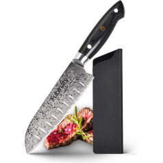 Fubinaty japāņu Santoku nazis, profesionāls pavāra nazis, nerūsējošā tērauda nazis ar apvalku, ergonomisks rokturis, pilnas garenas rokturis, piemērots mājās un restorānos