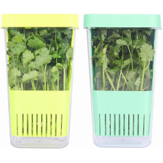 LUVCOSY Herb Keeper, garšaugu uzglabāšanas trauks ledusskapim, BPA nesaturošas plastmasas garšaugu uzglabāšanas trauks ar noņemamu iztukšošanas spraudni, sparģeļu trauks ledusskapim