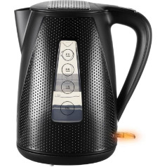 UNOLD 18555 Wasserkocher Golf Schwarz - Kettle, 1,7 Liter, 2.150 W, 360° drehbarer Sockel, Trockengehschutz und Abschaltautomatik, Sicherheitsverriegelung, Wasserstandsanzeige inkl. Kalkfilter