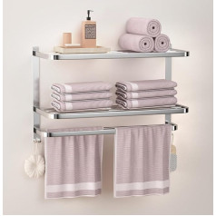 DDS-DUDES 3-Tier Towel Rack for Bathroom with Towel Rails Multilayer Hotel Towel Rack Stainless Steel Wall Mounted Brushed Surface Holder with Towel Shelves 23.6 Inch