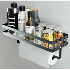 Xering Spice Rack, vannas istabas organizators, sienas virtuves turētājs bez urbšanas, virtuves plaukta virtuves garšvielu organizators, virtuves ruļļu turētājs un ar 4 noņemamiem āķiem vannas istabai un virtuvei