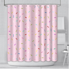 AIBIIN 71x72 collu dušas aizkars ar 12 āķiem Cute Donut Design Pink Girl Cute Modern Home Vannas dekorēšana Izaugsme Confetti dušas aizkaru komplekts