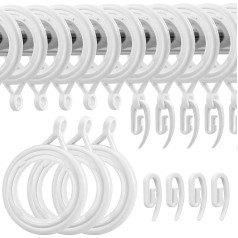 WCIC Pack of 32 Curtain Hooks Plastic Curtain Rings Shower Curtain Rings 30 mm Inner Diameter for Window Curtain Bed Curtain Shower Curtain Curtain Hooks for Hanging