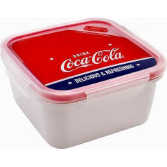 Snips, Coca-Cola kvadrātveida pusdienu kaste 1,4 l, pusdienu kaste ar vāku, Bento kaste 4 drošības slēdzenes 18 x 18 x 8,5, ražota Itālijā, pusdienu kaste 0% Bpa