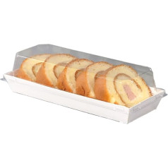 50 gabaliņu Roll Cake Box Set, Šveices Roll Container, Sandwich Craft Cardboard ar caurspīdīgu vāku, suši augļu siera, konditorejas izstrādājumu, deserta, kēksa konteiners, 7,5 x 3,3 x 2,4 collas