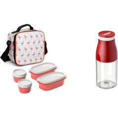 TATAY Urban Food Casual Cool Bag, 3L ietilpība, 4 plastmasas pārtikas trauki (2 x 0,5L, 2 x 0,2L), BPA Free, Flamand Rose. Izmēri 22,5 x 10 x 22 cm + Urban Drink ūdens pudele, 400 ml, hermētiska.