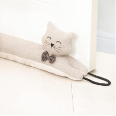 Estimber zem durvīm Draught Excluder Dekoratīvs vēja aizbīdnis 81 cm durvīm un logiem Svarīgs dzīvnieku gaisa caurvēja aizbīdnis Snake trokšņa bloķētājs durvīm ar karājas cilpām - Khaki Cat