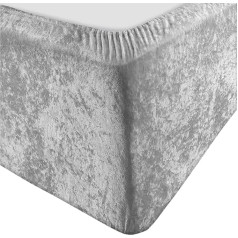 Soft Crushed Velvet Divan gultas rāmis Deep Fitted Sheet Silver Grey Valance Frame Cover Pilnībā elastīga gultas svārki Vienvietīga dubultā Super King Size (pelēka, vienvietīga)