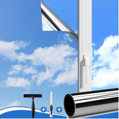 Guuteee Mirror Film Window Privacy Screen Sun Protection Window Interior or Exterior Window Film Sun Protection UV Protective Film Residue-free Heat Protection Film Silver 75 x 400 cm