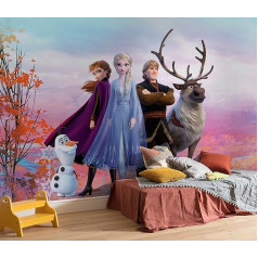 Фотообои Disney от Komar Frozen Iconic, размер 368 x 254 см (ширина x высота), Анна, Эльза, Олаф, Frozen 2, Frozen, обои, дизайн стен, оформление детской комнаты, 8-4103