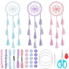 BEUNITONE 3 komplekti DIY Blume Träumen Fänger Kit Boho Träumen Fänger Mauer Hängend Kit Quaste Träumen Fänger Hängend Ornament Mit Anweisung Zum Schlafzimmer Hochzeit