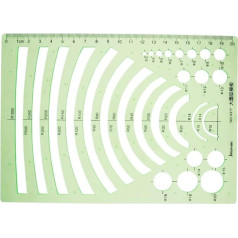 Utoolmart Plastmasas šablons Circle Radius Master zīmēšanas šablons Ģeometriskās zīmēšanas veidnes Mērīšanas lineāls arhitektūras matemātikai 1 gab.