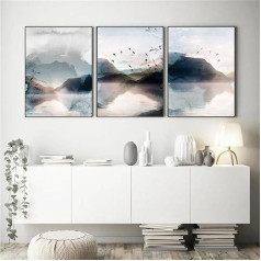 Herfair Living Room Pictures, komplekts no 3 Plakāts Ainava sienas bildes Abstract Mountain Water Aesthetic Art Print Canvas Pictures, bez rāmja, Sienas apdare Plakāts Plakāts guļamistaba (50 x 70 cm)