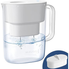 Waterdrop Lucid ūdens filtra krūze ar 1 x 90 dienu filtru, 3,5 l, samazina kaļķakmens, hlora, svina, vara saturu ūdenī, NSF sertificēta, bez BPA, balta (rezerves filtrs: WD-PF-01A Plus)