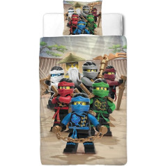 Ninjago Boys bērnu gultasveļas 2 gab. komplekts, Lego Be Cool dizains ar spilvendrānas pārvalku 80 x 80 cm un segas pārvalku 135 x 200 cm, 100% kokvilna, gluda Renforce kvalitāte, vācu standarta izmērs