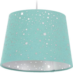 Relaxdays bērnistabas lampa Stars Hanging Shade Lamp Boys & Girls Starry Sky E27 Round Fabric Shade Mint