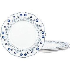 fanquare 4 gabalu pusdienu šķīvju servīze no īsta porcelāna Diametrs 205 mm Turku zilās acs kaklarota Evil Eye Pattern Pasta Plate ēdināšanai un mājsaimniecībai