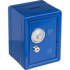 Spardose Tresor Tresorschrank Safe aus lackiertem Metall mit Kombinationsschloss & Schlüssel 16 x 11,5 x 10 cm (Blau)