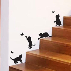 Cats Play Catch Butterflies Home Vinyl Wall Sticker Decor uzlīmes sienas uzlīmes sienas kaķēnu mājdzīvnieki tapetes apdare Nursery