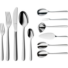 WMF Kult Plus Besteck Set 12 Personen, 66 teilig, 60 Teile mit Servierbesteck, Hohlheftmesser, Cromargan protect poliert, kratzbeständig, spülmaschinenfest