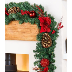 WeRChristmas Weihnachtsdekoration 9 ft Extra Dicke verziert Girlande - Rot/Gold