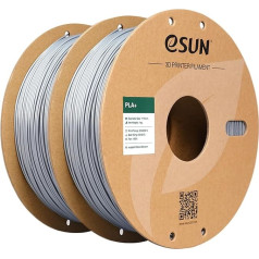 eSUN PLA+ filaments 1.75mm, 3D Drucker Filament PLA Plus, Maßgenauigkeit +/- 0.03mm, 1KG pro Spule, 2 Spulen 3D Druck Filament für 3D Drucker, Silber