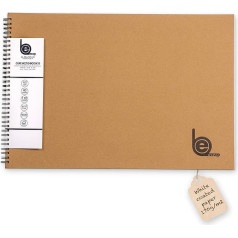 BE CREATIVE HM™ Recycled Drawing Book - Skiču burtnīca - 80 lappuses (40 lapas) A3 formāta - ciets vāks un dubultā metāla iesiešana - Papīrs 170 g/m² (nesatur skābes) - FSC sertificēts