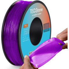 TEQStone TPU filaments 1,75 mm violets 1 kg spole 95A Elastīgs mīksts 3D printera filaments Dimensiju precizitāte +/-0,03 mm Vakuuma iepakojums