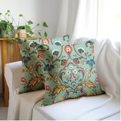 Encasa Homes Dekoratīvs spilvena pārvalks 50 x 50 cm, T1 Timeless Floral Digital Print Large Square Cushion Cover for Chair, Seat, Bed, Office and Home, Pack of 2