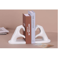 Weiße Gesten dekorative Buchstützen - Herz Hände Skulptur Buchstütze, kreativer Buchstopper und Halter für Bücher - Perfekt für Wohnzimmer, Heimdekoration und Büroregal-Teiler