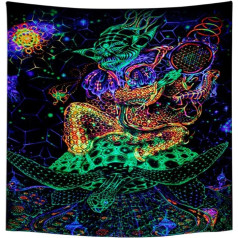 Roninkier Tapestry Anime Psychedelic Fluorescent Tapestry - Black UV Wall Towels Gothic Wall Hanging Aesthetic Wall Decoration Abstract Art Wall Towel for Bedroom 150 x 130 cm