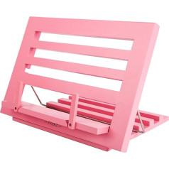 Exerz Kochbuchhalter aus Holz/Lese Kochbuchständer Koch Rezepthalter Buchstütze - Premium Qualität/Einstellbar/Ideal für Bücher, iPads und Tablets -34 x 24 x 2 cm (Rosa)