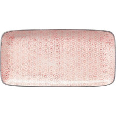 Bloomingville Servierplatte Cecile Retro Servierteller eckig Vintage rechteckige L 30 x W 15 cm, rosa, Keramik