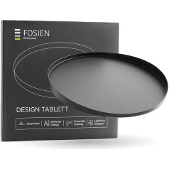 FOSIEN® Dizaina paplāte melna metāla ar neslīdošu pārklājumu apakšpusē / Dekoratīva plate kā apaļa paplāte ar pārlaicīgu dizainu, kā dekoratīva bļoda dekoratīvai mājai (Wave Black)