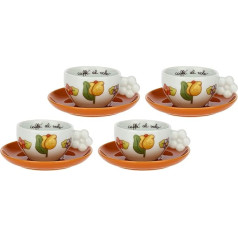 THUN, 4 porcelāna kafijas tasīšu komplekts ar ziedu motīvu, iedvesmojies no Dienvidtiroles, Happy Country Line, tilpums 10,5 ml, paliktņa diametrs 12 cm