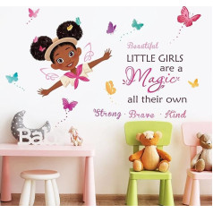 decalmile Sienas uzlīme Girl Fairy Sienas uzlīme Butterfly Elfi Sienas uzlīme Baby Room Nursery Meitenes Sienas dekorēšana