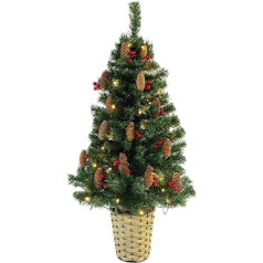 Christmas Concepts® 3ft (90cm) Grüner Vorleuchte Wandmontierter Weihnachtsbaum Mit Zapfen Und Roten Beeren