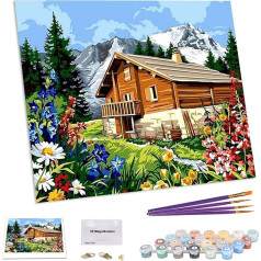 TAHEAT DIY Paint by Numbers Kit for Adults, Landscape Painting by Numbers on Canvas, DIY Acrylic Painting, 16 x 20 Inches, Cottage by the Sea, Sailing without Frame