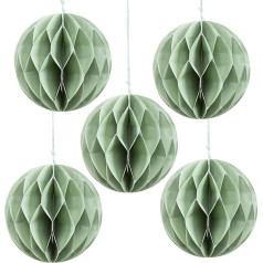 Logbuch-Verlag 5 Honeycomb Paper Baubles Green Mint Honeycomb Ball Decoration Balls for Hanging Christmas Baubles Wedding Decoration Party Decoration Diametrs 10 cm