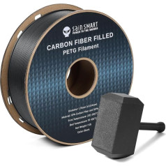 SainSmart Carbon Fiber PETG Filament, 1,75 mm 3D drukāšanas filaments, stingrs, viegls, karstumizturīgs un abrazīvs, piemērots vairumam FDM 3D printeru, izmēru precizitāte +/-0,04 mm, 1 kg spole, melns