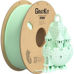 GratKit Matt PLA Filament, PLA 3D printera filaments 1,75 mm, izmēru precizitāte +/-0,03 mm, 1 kg spole, 3D drukāšanas filaments, PLA Matte Macaron Light Green